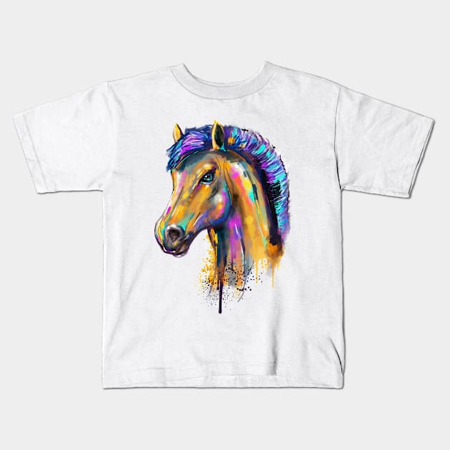 horse Kids T-Shirt by FerMinem